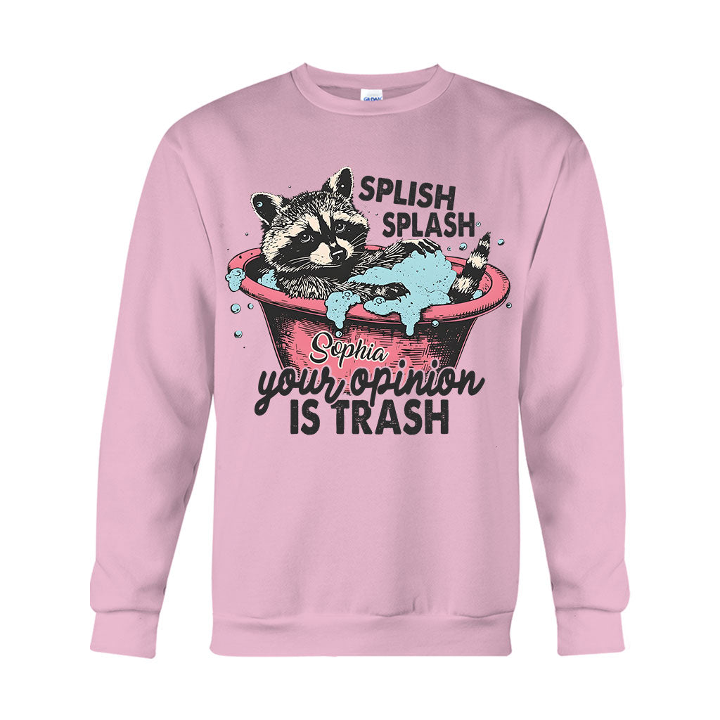 Splash Splash Deine Meinung ist Müll - Personalisiertes Waschbär-T-Shirt und Hoodie
