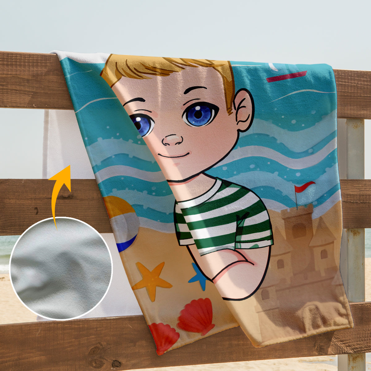 Kid On The Beach - Personalized Kid Beach Towel
