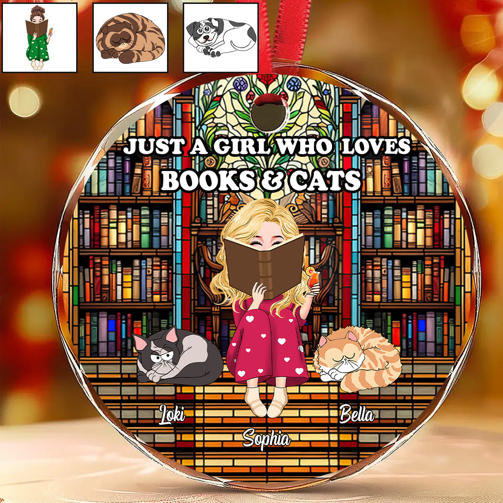 Just A Girl Who Loves Books - Personalized Book Round Shaped Glass Ornament