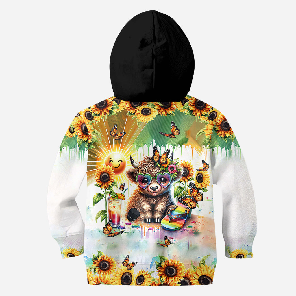 Love Being Called Grandma Highland Cow Summer Vibes - Personalized All Over Shirt