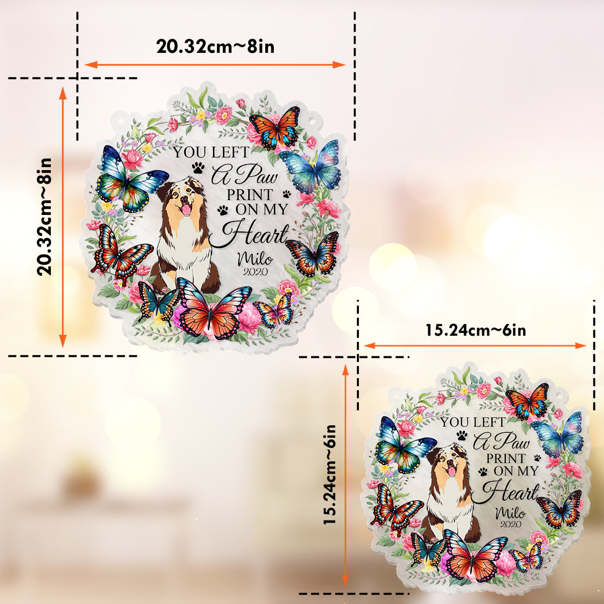 You Left A Paw Print On My Heart - Personalized Dog Window Hanging Suncatcher Ornament