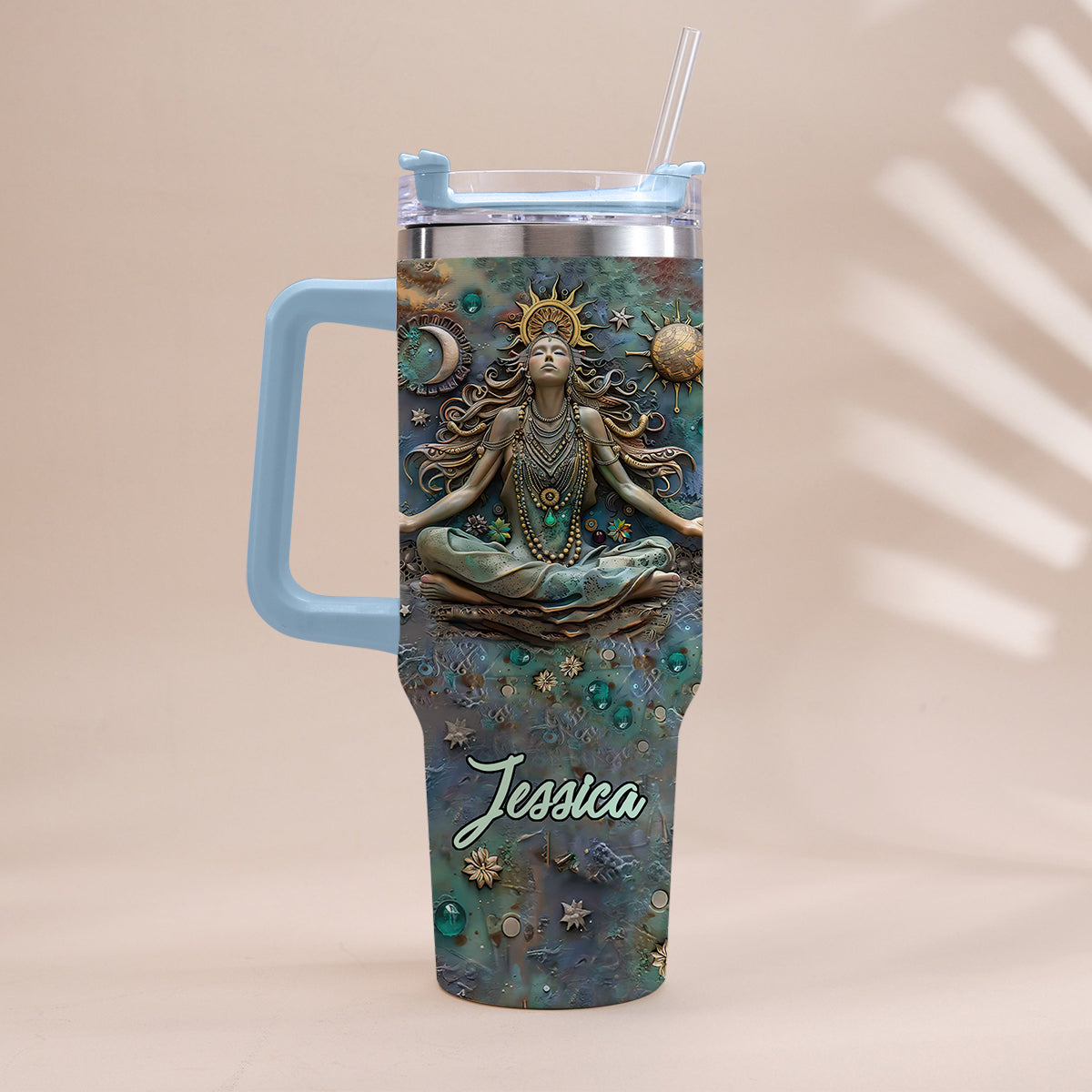 Perdez la tête, retrouvez votre âme - Gobelet de yoga personnalisé avec poignée