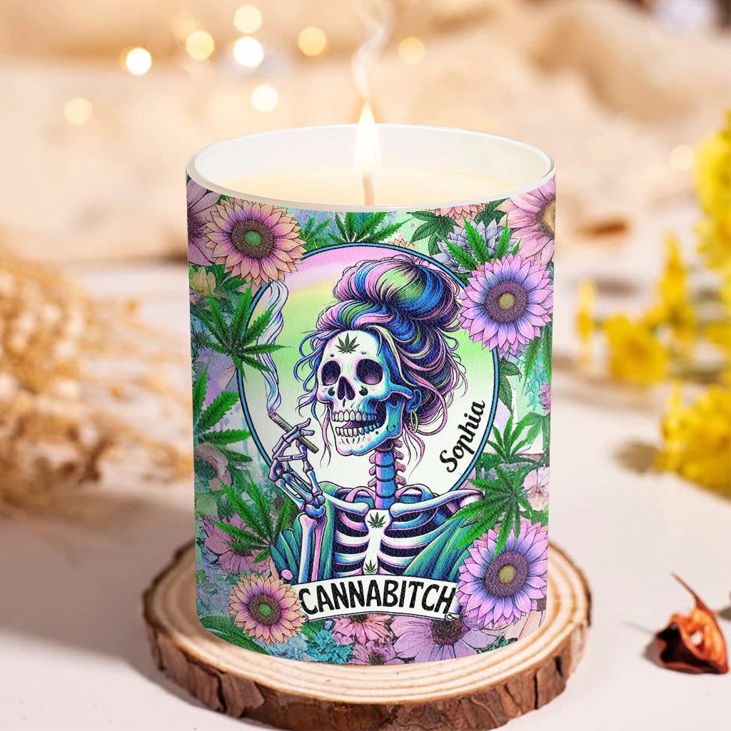 Cannabitch - Personalized Weed Candle With Wooden Lid