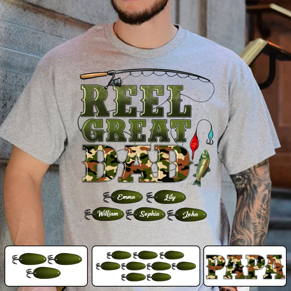 Western Reel Great Dad Camouflage - Personalized Father T-shirt And Hoodie