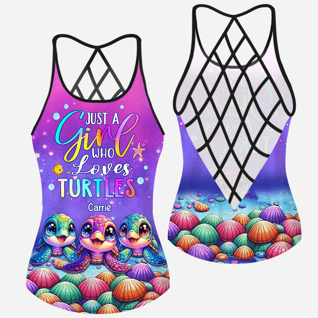 Just A Girl Who Loves Turtles - Personalized Turtle Cross Tank Top