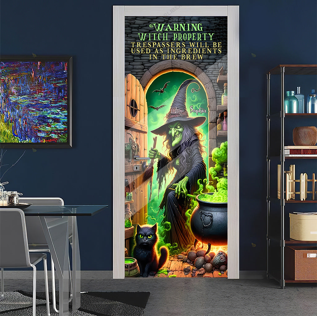 Warning Witch Property - Personalized Witch Door Sticker
