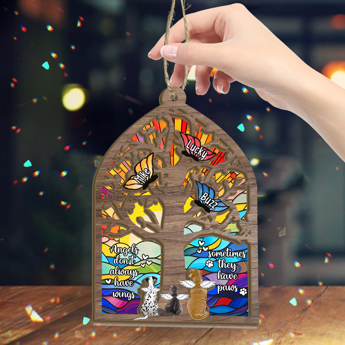 Once By My Side Forever In My Heart - Personalized Dog 2 Layered Window Hanging Suncatcher