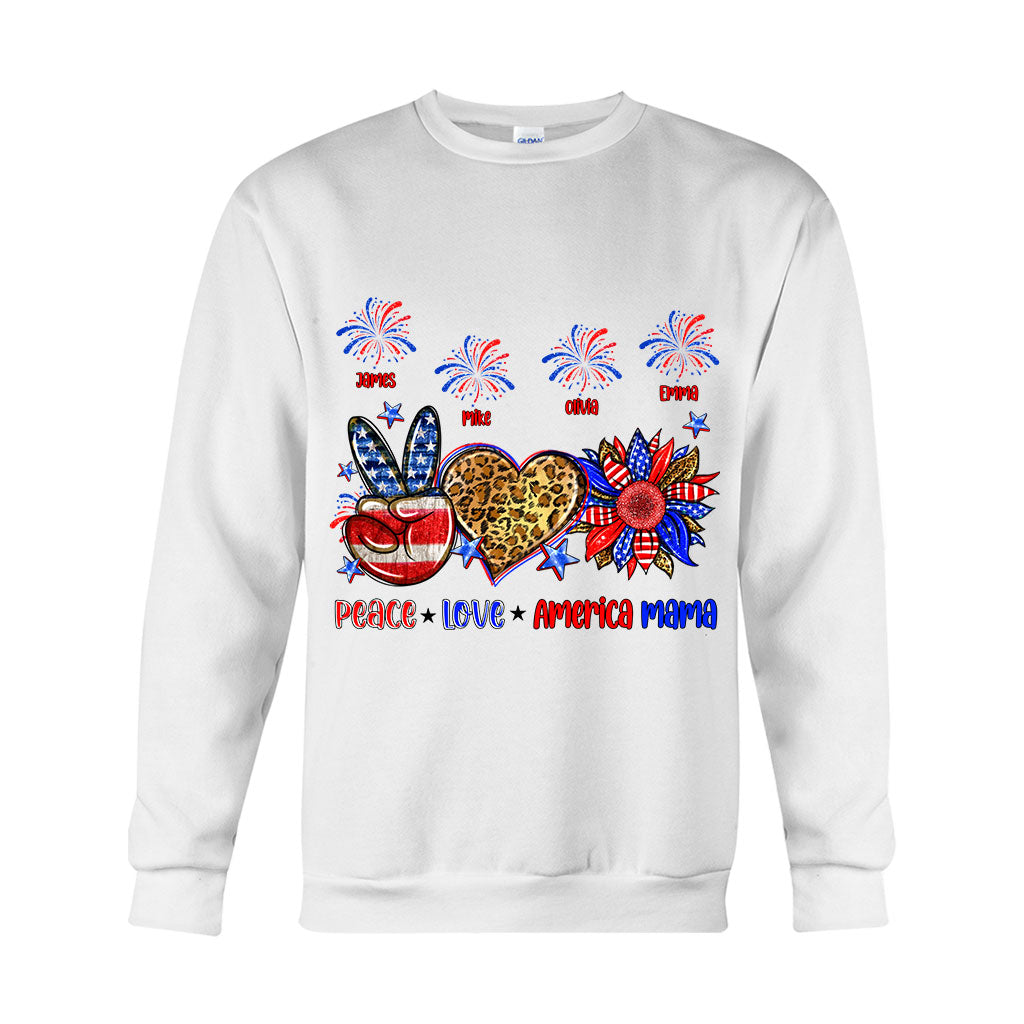 Peace Love American Nana Mama Any Title - Personalized Mother T-shirt And Hoodie