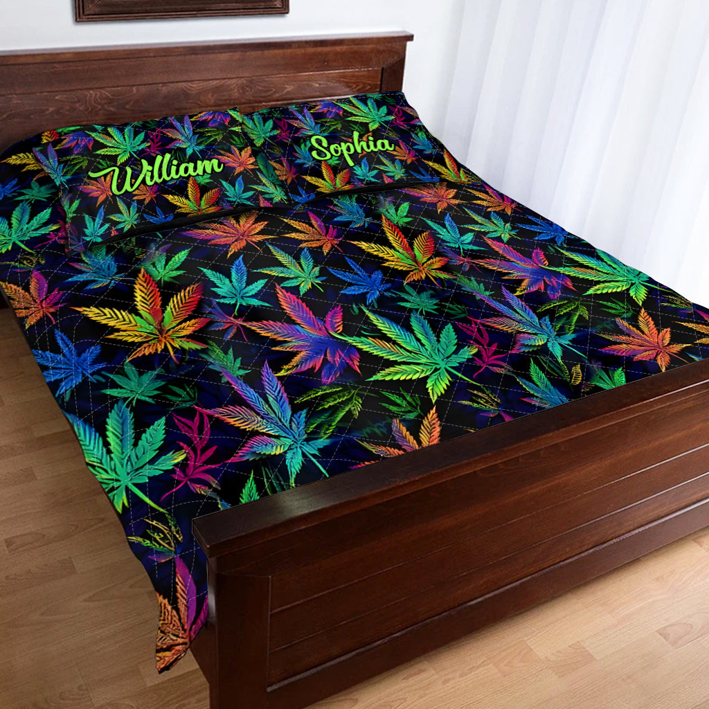 Irgendwo ist es 420 – Buntes Marihuana – Personalisiertes Weed-Quilt-Set