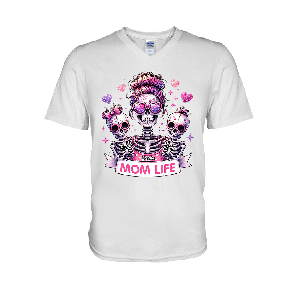 Mama-Leben – Personalisiertes Totenkopf-T-Shirt und Hoodie