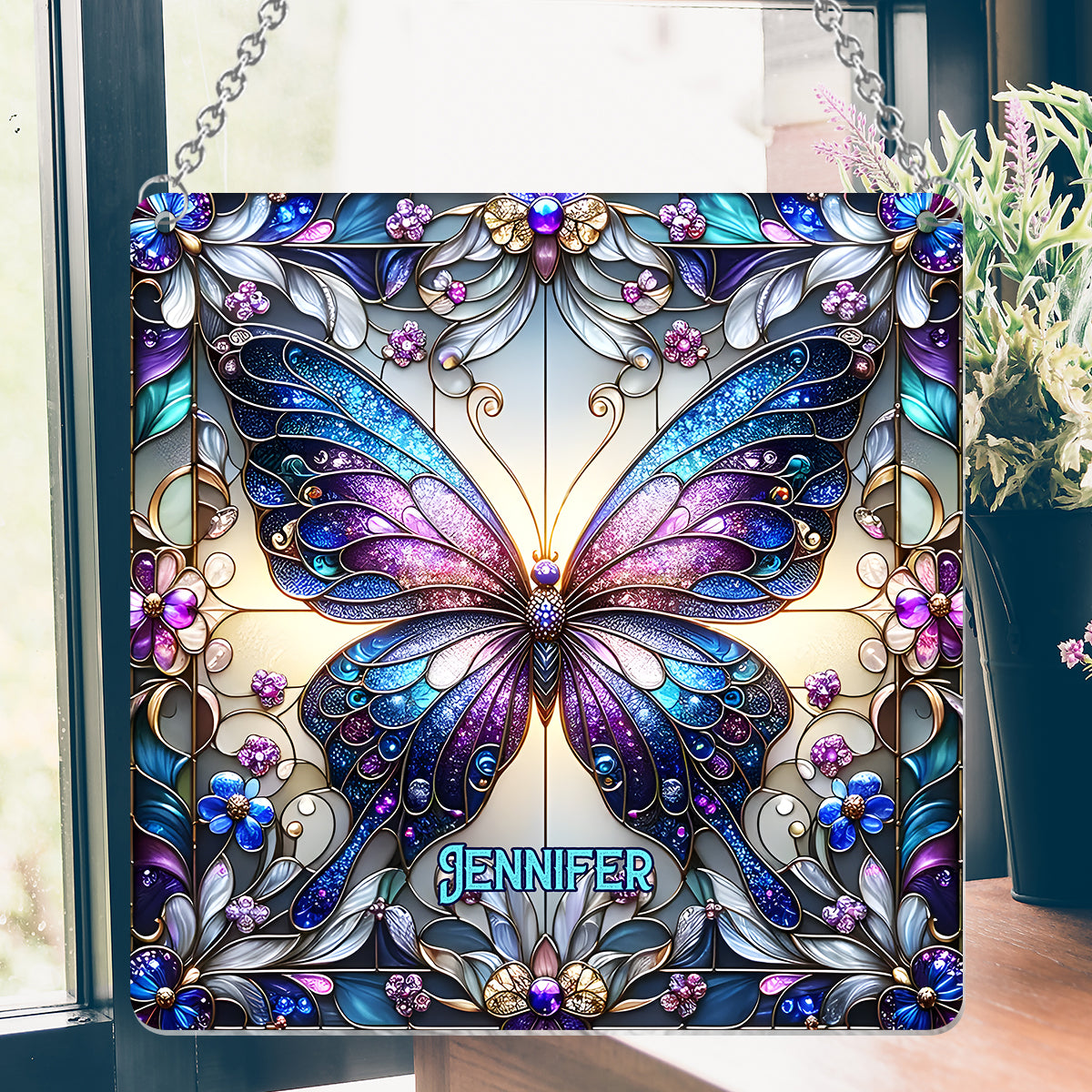 Love Butterflies - Personalized Butterfly Window Hanging Suncatcher Ornament