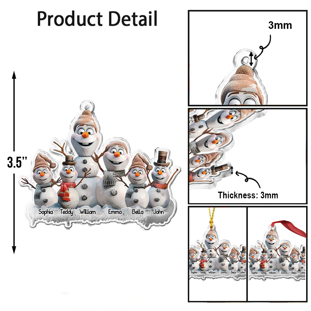 Snowman Family - Personalized Family Custom Shaped Ornament