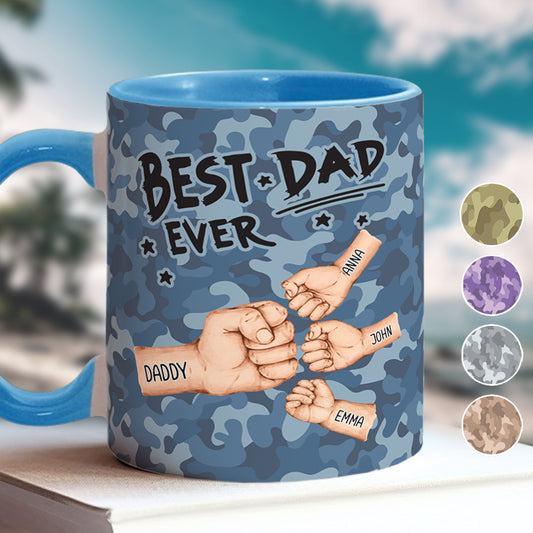 Best Dad Ever Camo Pattern Fist Bump - Personalized Father Accent Mug