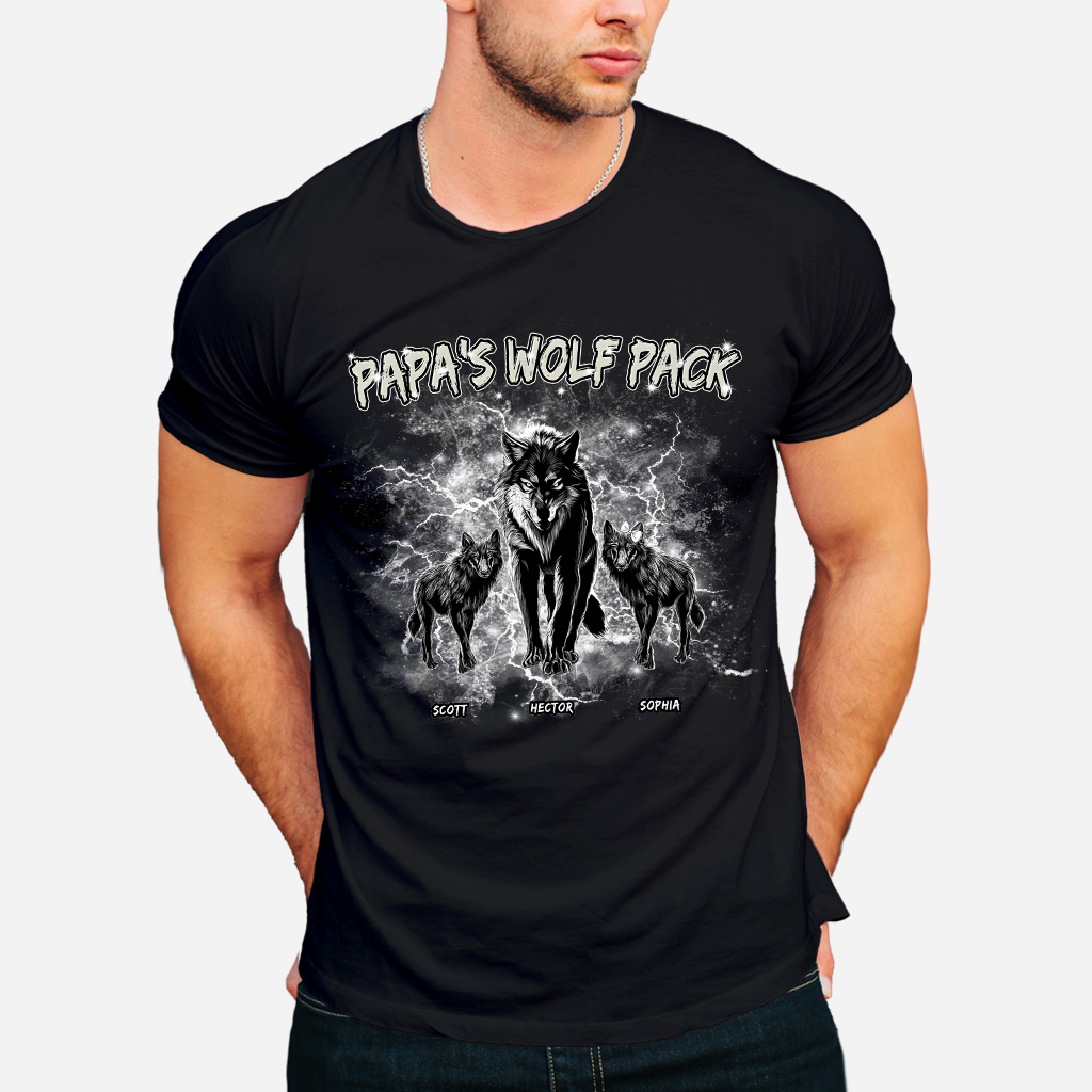Papa's Wolf Pack Thunder Bootleg - Personalized Father T-shirt And Hoodie