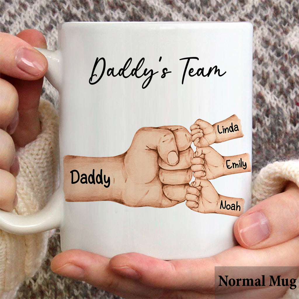 Daddy's Team Fist Bump To Us You Are The World - Personalized Father Mug