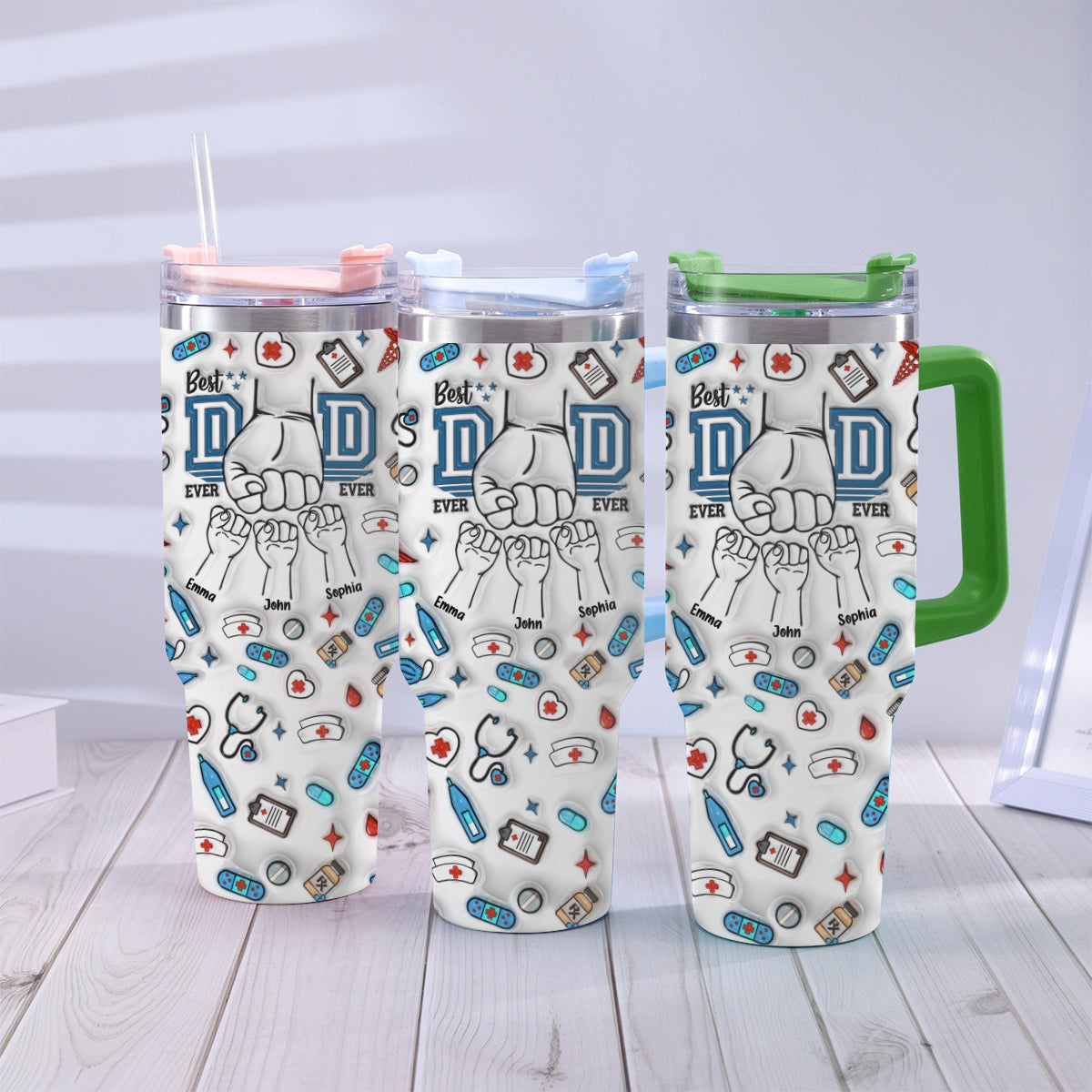 Best Dad Ever - Personalized Father Tumbler With Handle