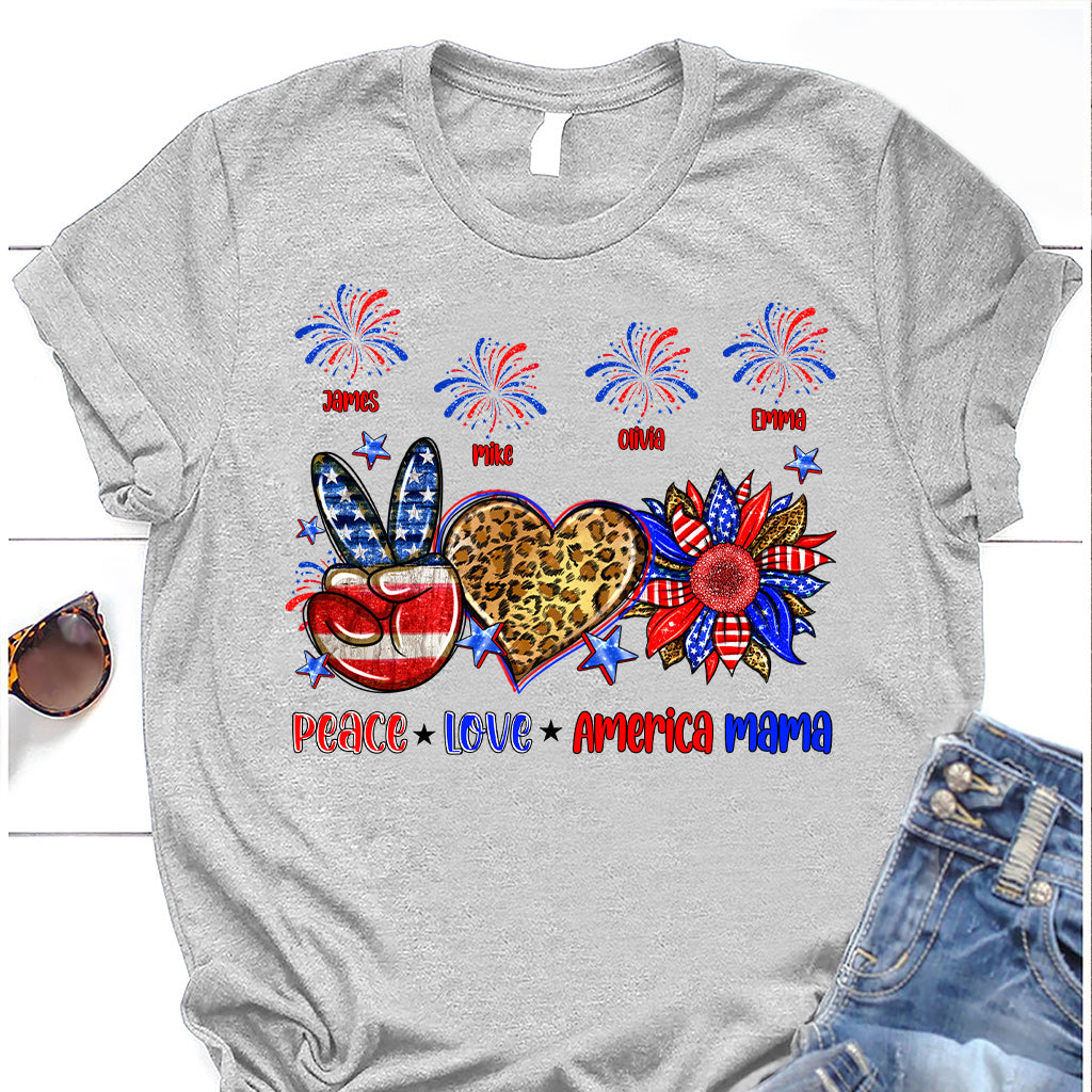 Peace Love American Nana Mama Any Title - Personalized Mother T-shirt And Hoodie