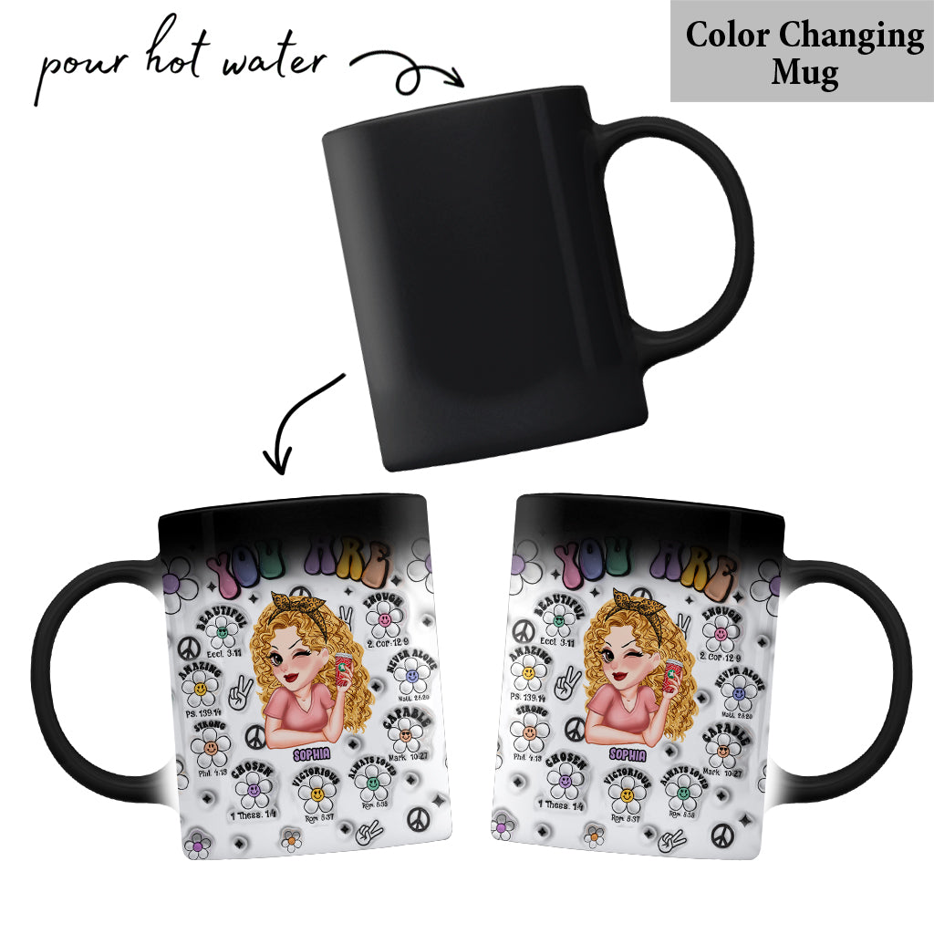 You Are Beautiful Strong Victorious Enough - Personalized Hippie Mug