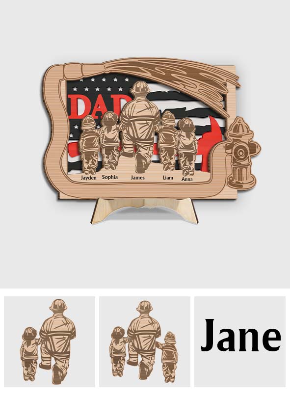 Daddy's Team - Personalized Father 2 Layered Wood Sign / Wood Plaque