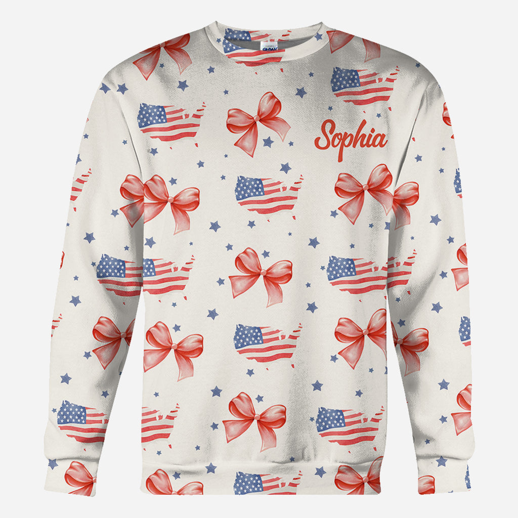 Coquette American Girl - Personalisiertes T-Shirt zum Unabhängigkeitstag/4. Juli