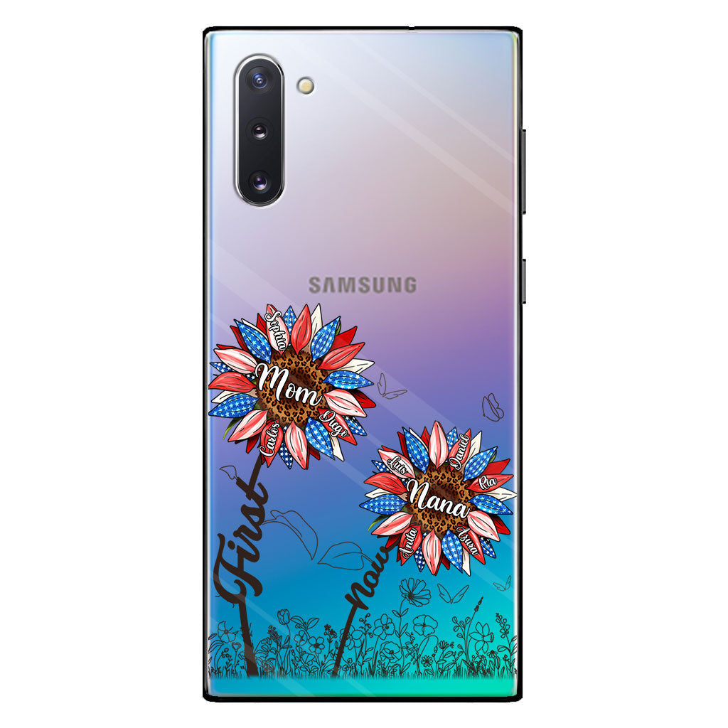 First Mom Now Grandma Sunflower Version - Personalized Grandma Clear Phone Case