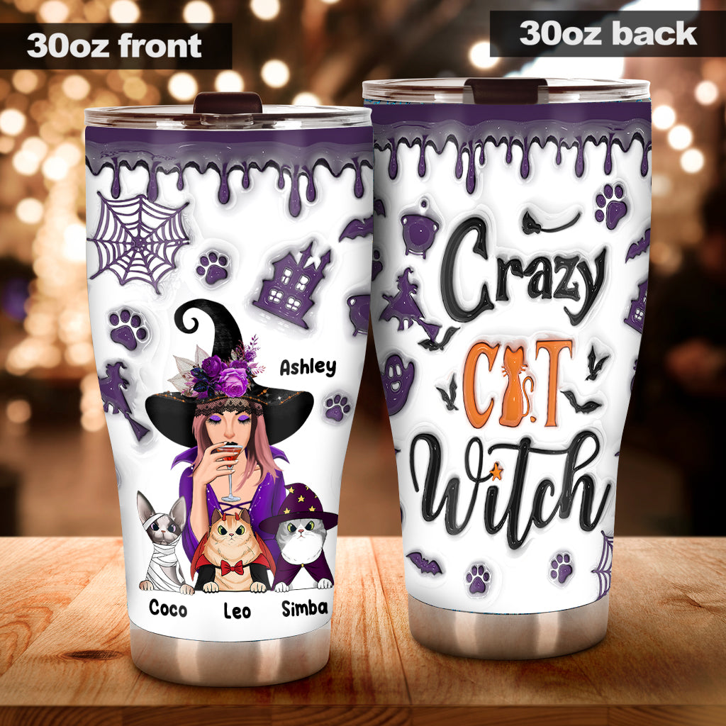Crazy Cat Witch - Personalized Witch Tumbler