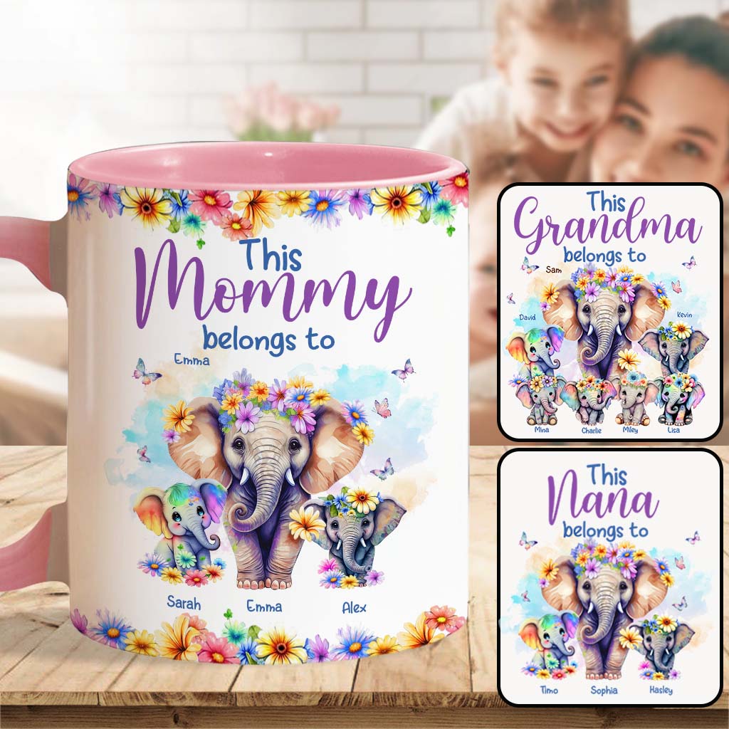 Elephants This Mommy Belongs To - Personalized Mother Accent Mug