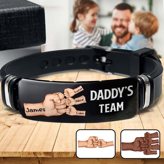 Daddy's Team - Personalized Father Engraved Bracelet