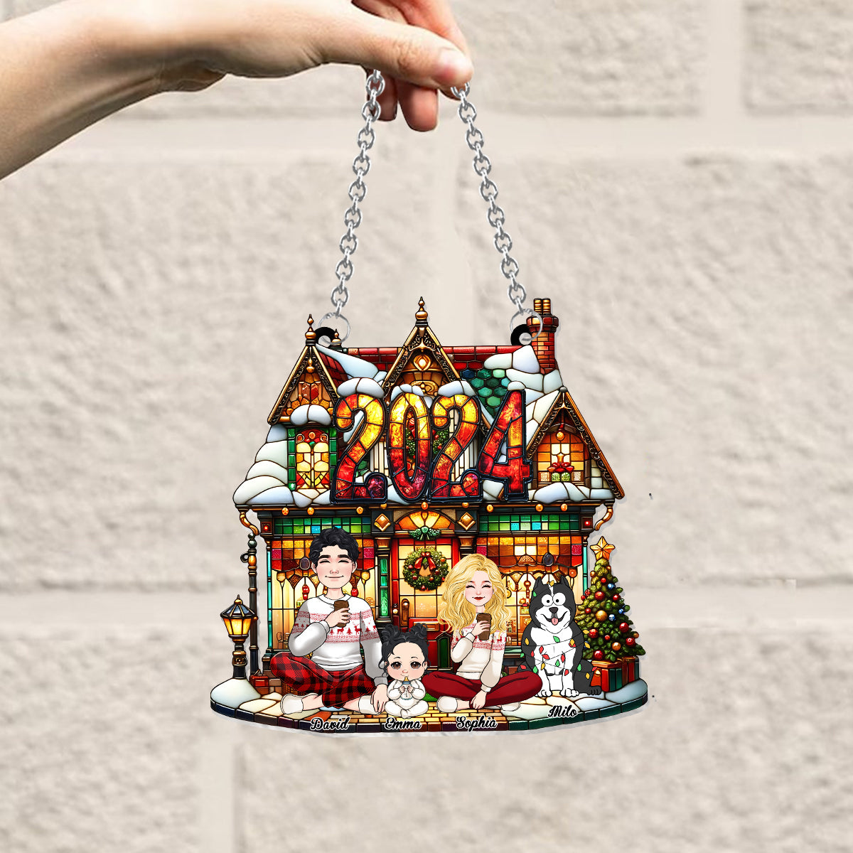 Das sind wir – Personalisierter Familien-Fensterhänger-Sonnenfänger 