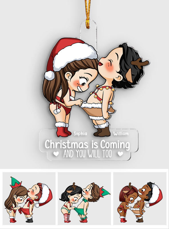 Funny Couple Christmas Gift - Personalized Couple Transparent Ornament
