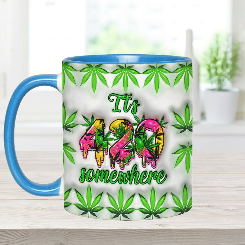 Irgendwo ist 420 – Personalisierte Tasse mit Cannabis-Motiv