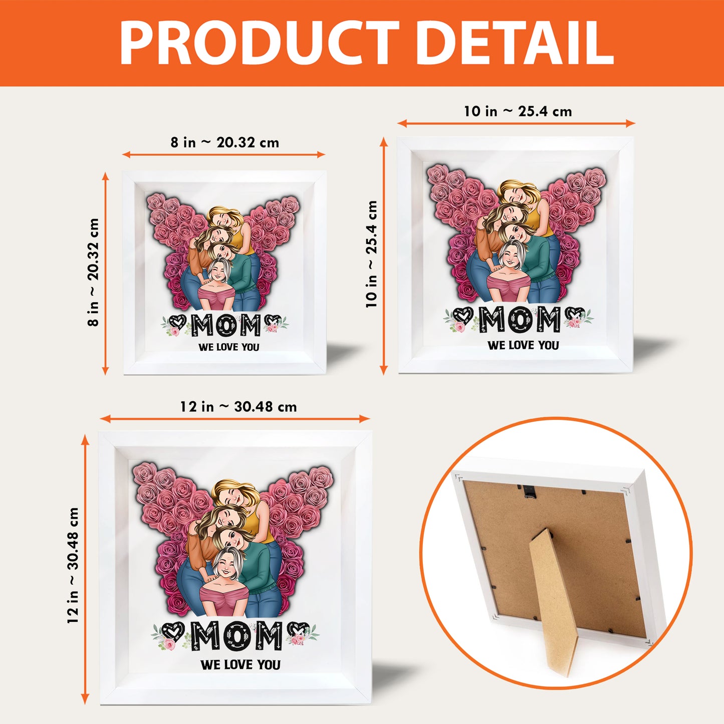 Mom We Love You Butterfly - Personalized Mother Custom Shaped Flower Shadow Box