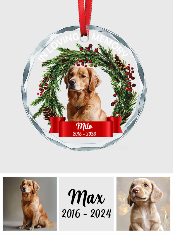 In Loving Memory Of - Personalized Dog Round Shaped Glass Ornament