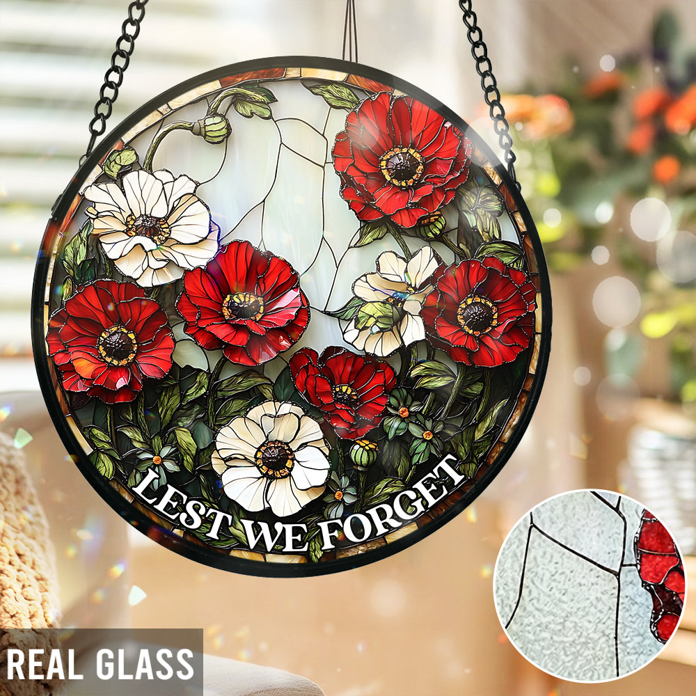 Lest We Forget - Personalized Veteran Stained Glass Suncatcher