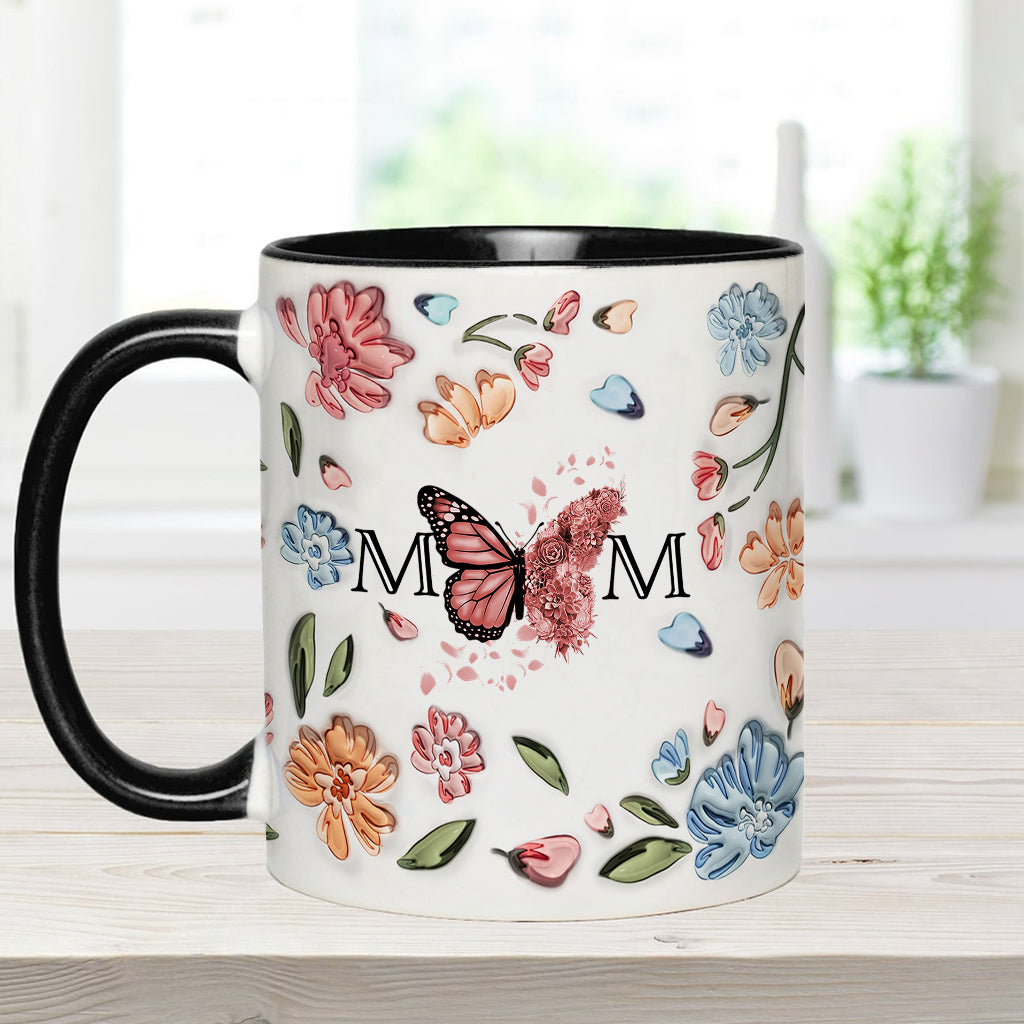 Mother Buttefly Pastel Floral Inflated - Personalized Mother Accent Mug