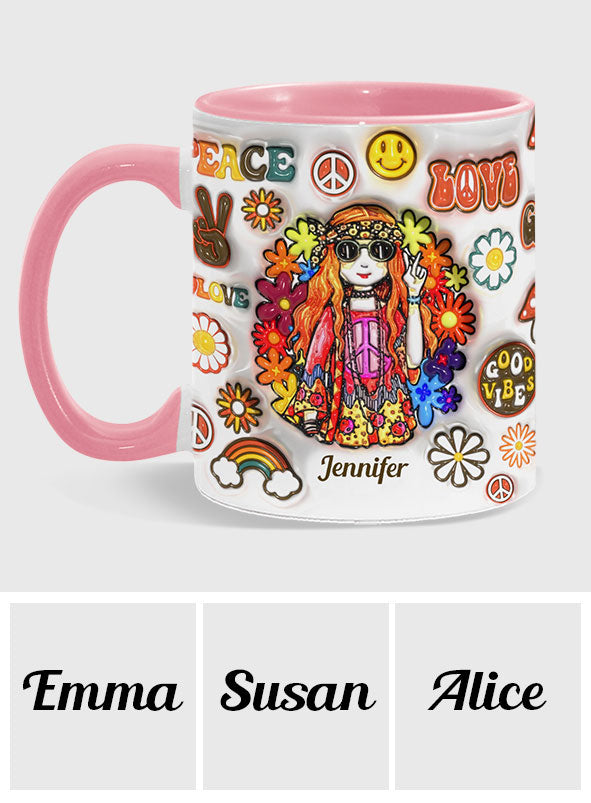 Womens Old Hippies Don't Die Fade Into Crazy Grandmas - Personalized Hippie Accent Mug