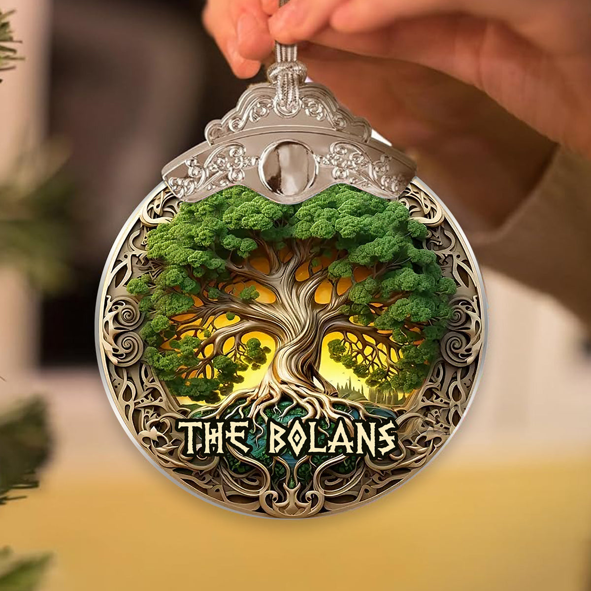 Arbre de Vie, mythologie scandinave, style rustique - Ornement irlandais vintage personnalisé