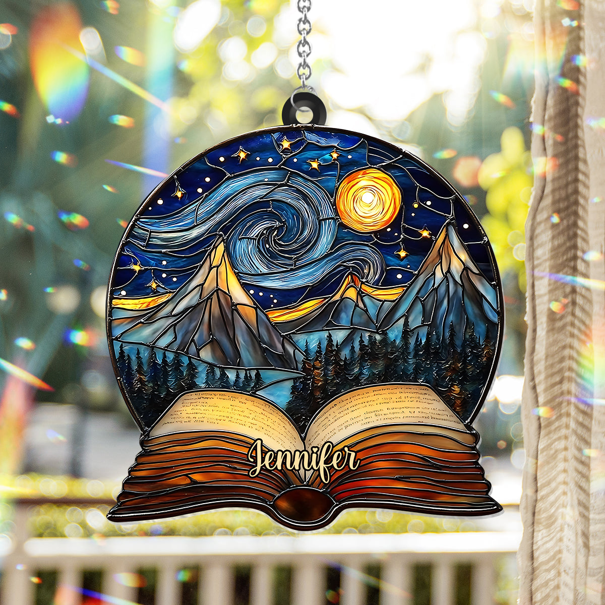 Night Court Reading - Personalized Book Window Hanging Suncatcher Ornament
