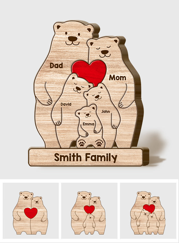Bear Family - Personalized Family Shaped Wooden Puzzle