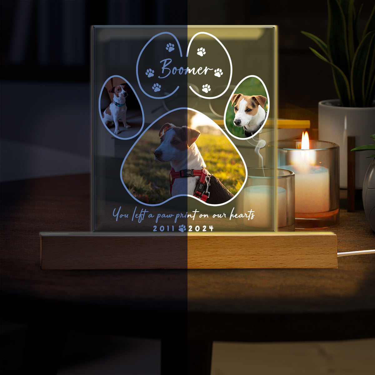 Du hast einen Pfotenabdruck hinterlassen – Personalisierte LED-Nachtleuchte in Hundeform