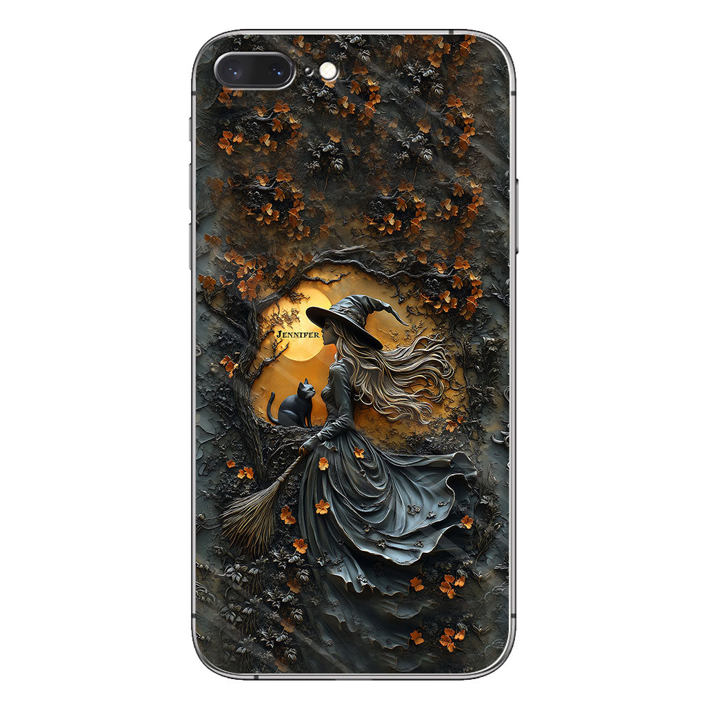 Beautiful Witch & Her Black Cat - Personalized Witch Phone Case