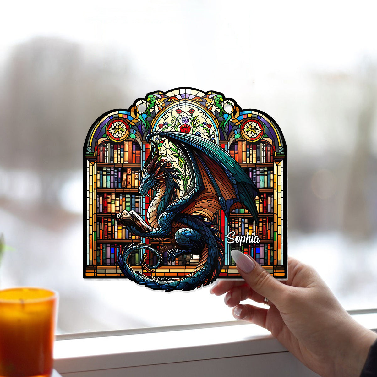 Fiction Reader - Personalized Book Window Hanging Suncatcher Ornament