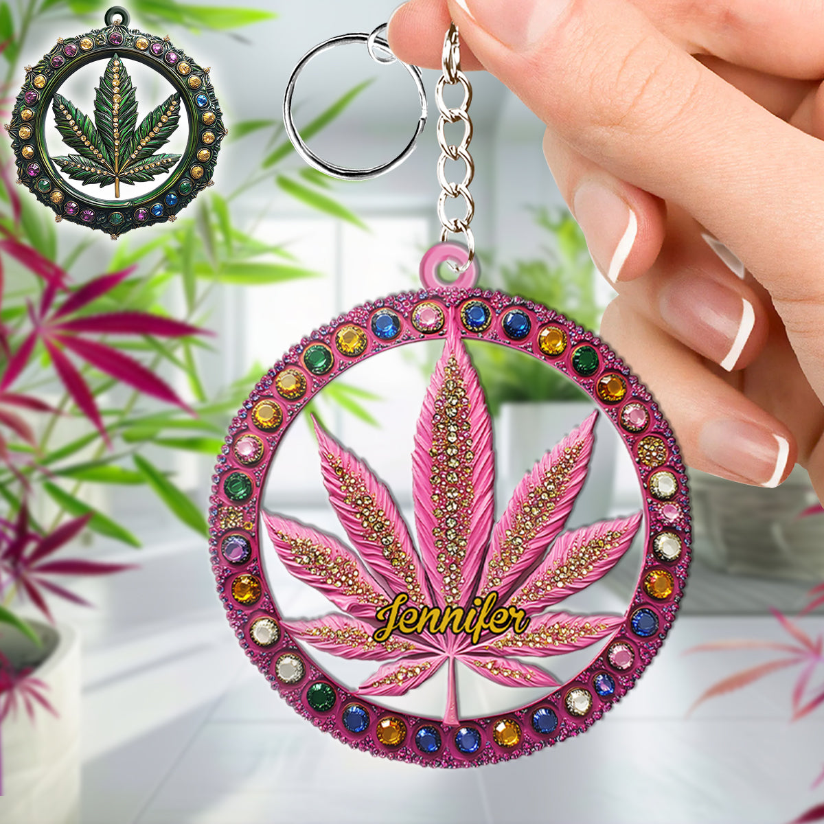 Stoner Chick - Personalized Weed Keychain