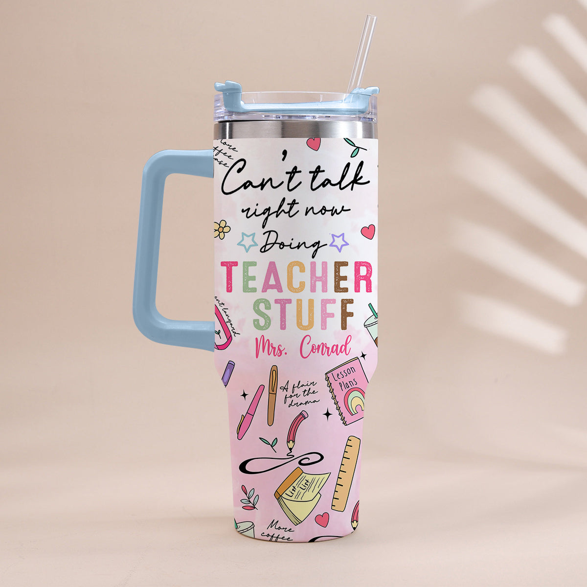 Teacher Stuff - Personalized Teacher Tumbler With Handle