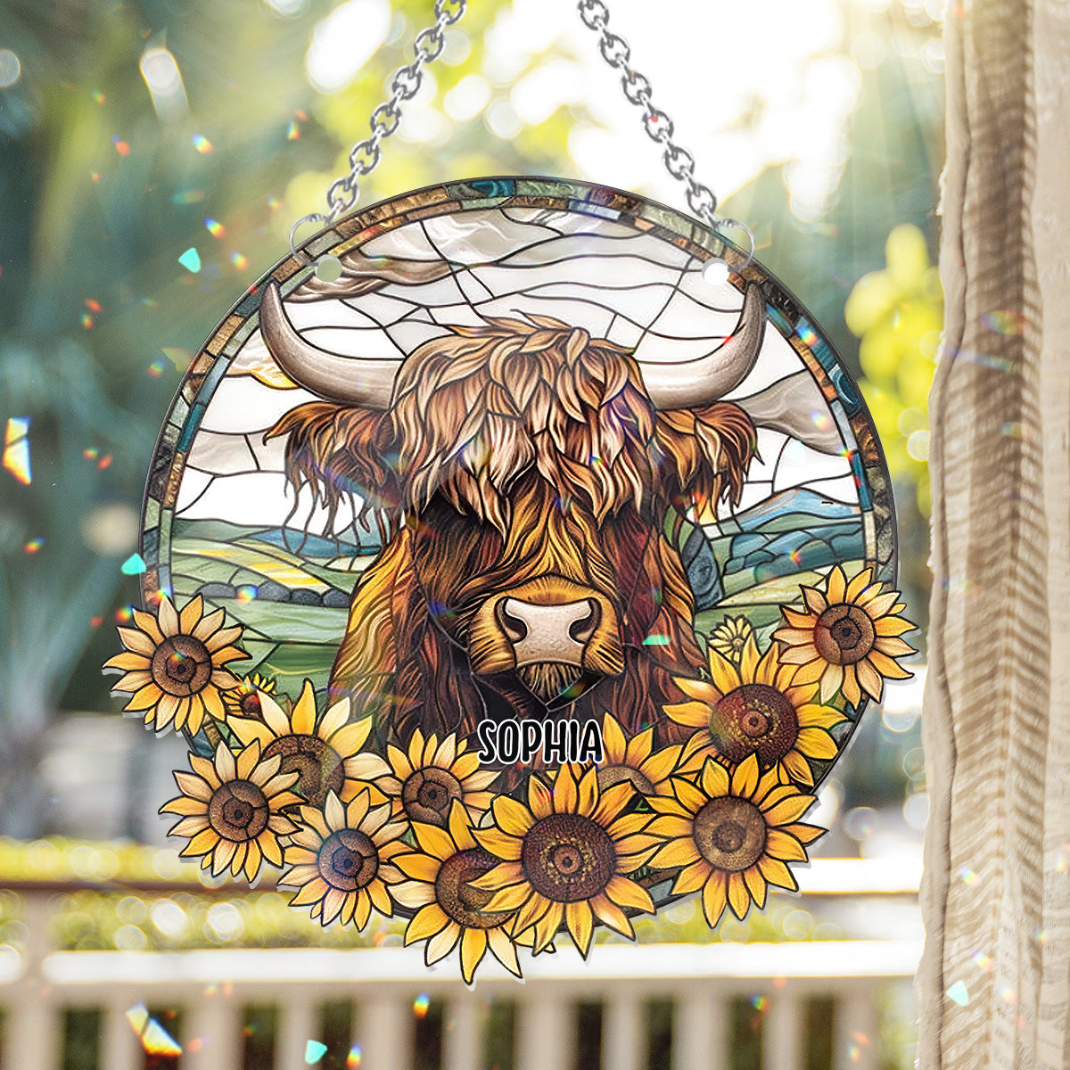 Babykuh-Sonnenblume – Personalisierter Fensterhänger-Sonnenfänger
