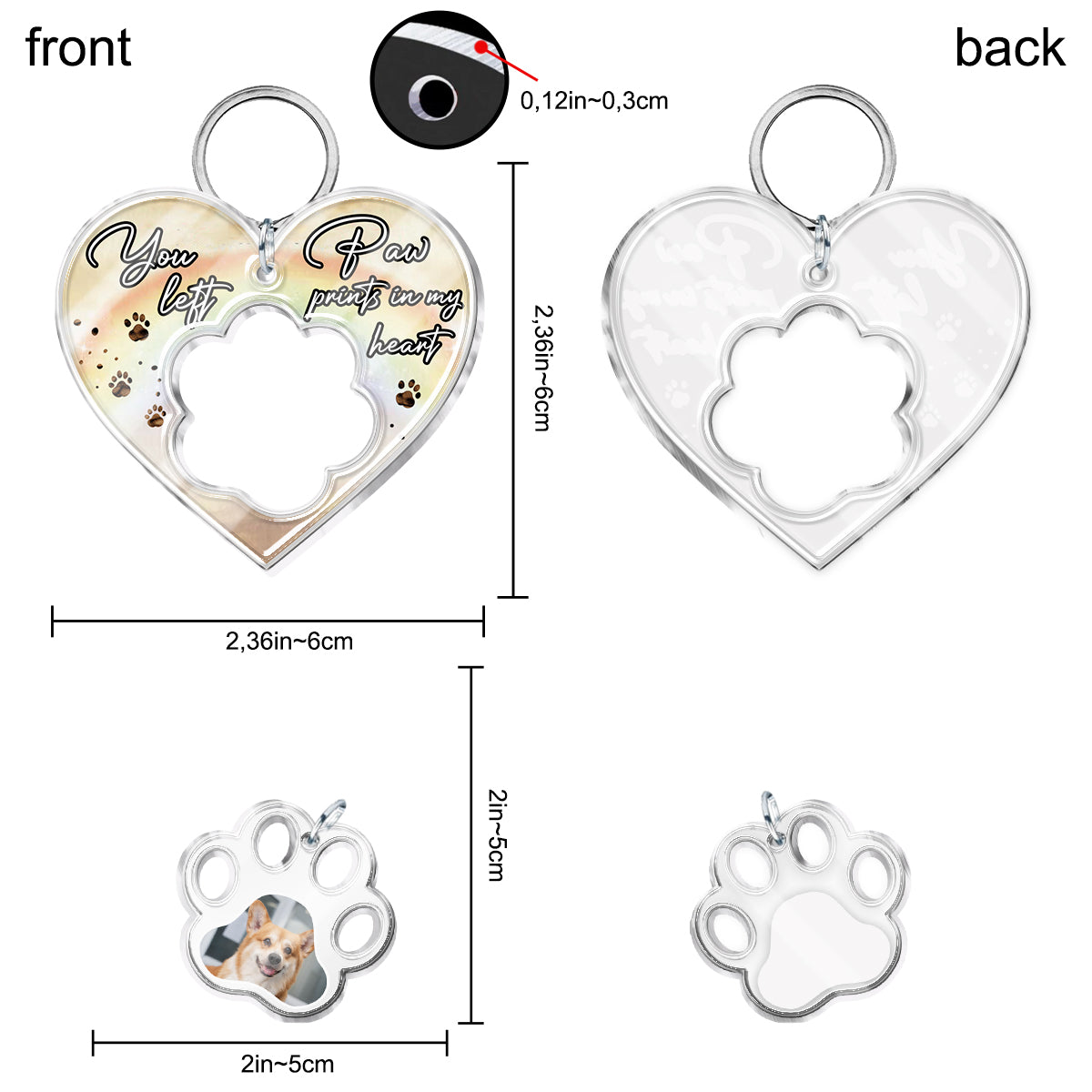You Left Paw Prints In My Heart - Personalized Dog Keychain with Charms