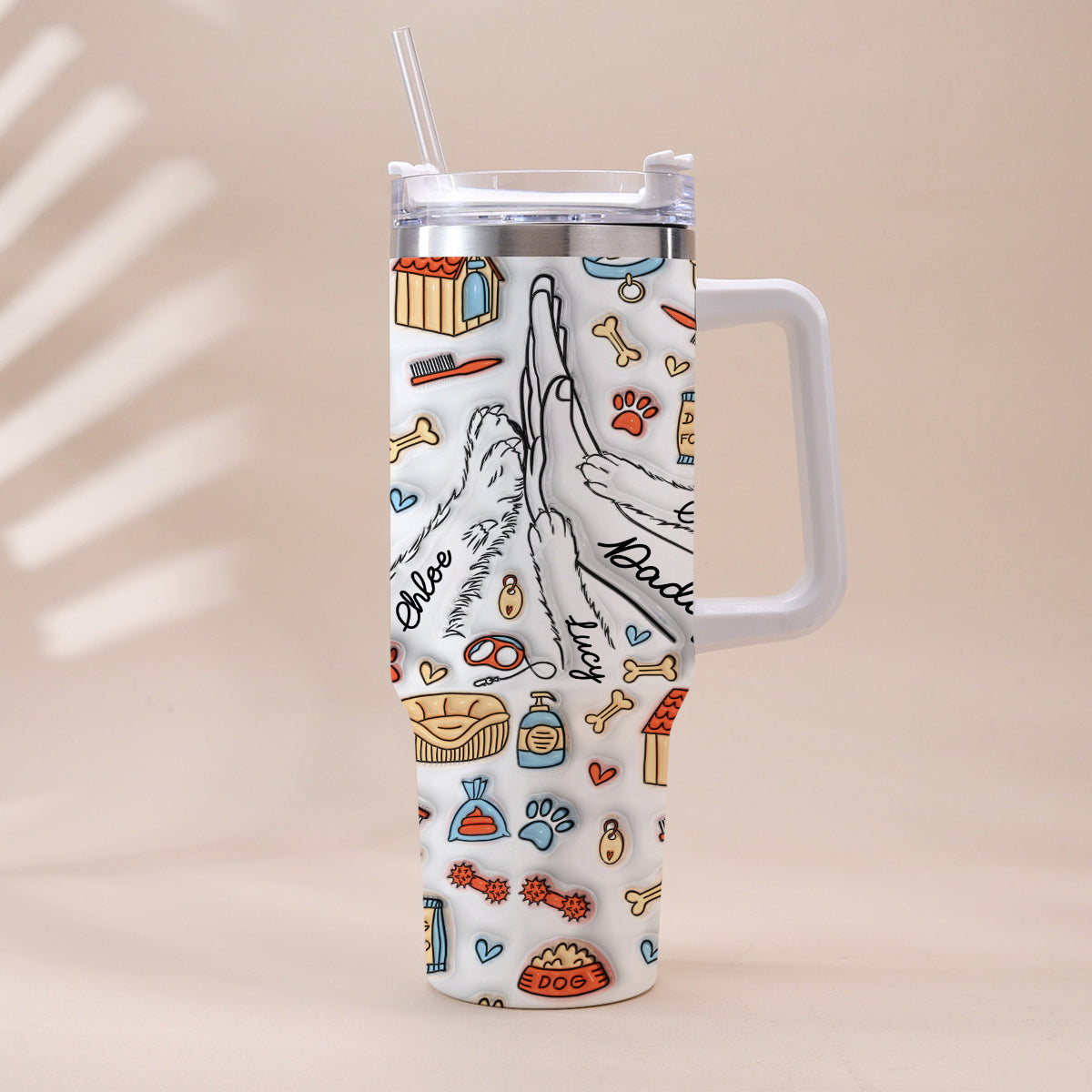 Best Dog Dad Ever - Personalized Father Tumbler With Handle