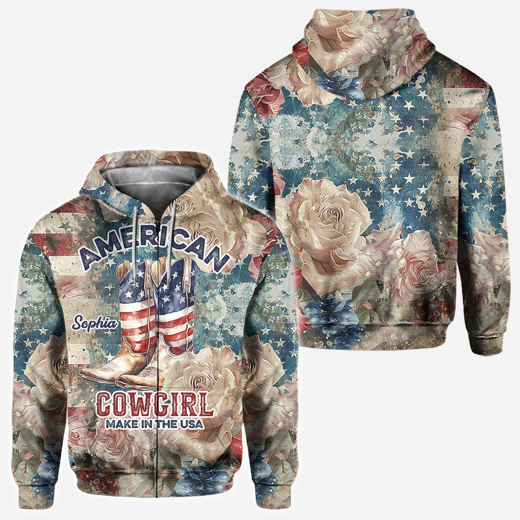 T-shirt personnalisé « Cowgirl américaine » - T-shirt intégral « Country Girl »