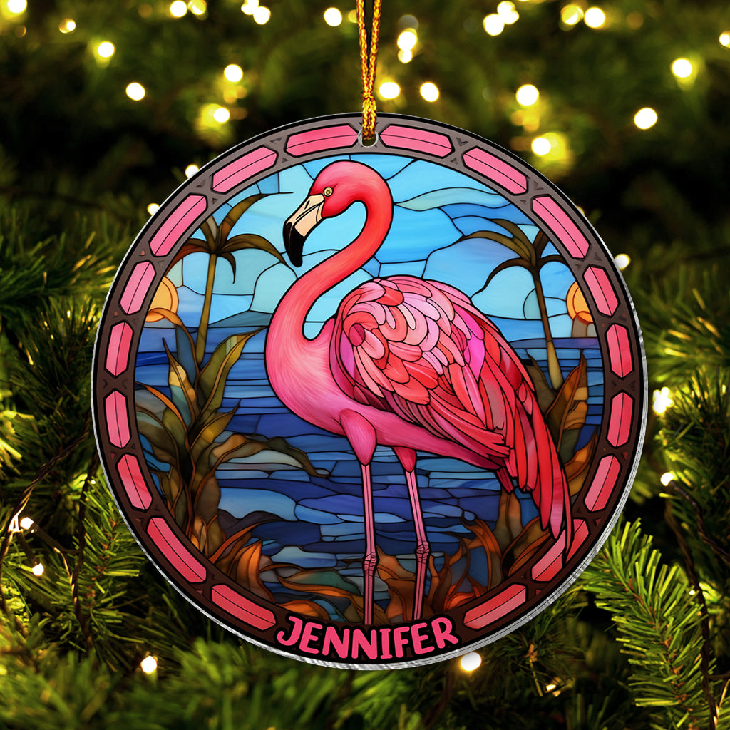 Flamants roses - Ornement transparent personnalisé Flamant rose