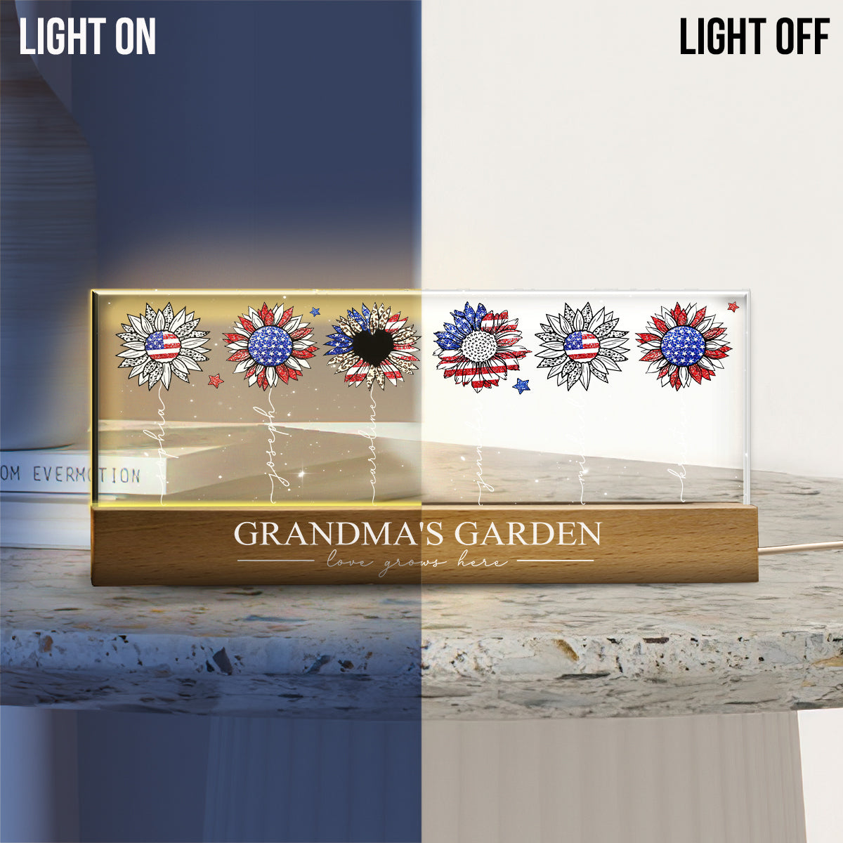 Grandma's Garden - Personalized Grandma Custom LED Night Light